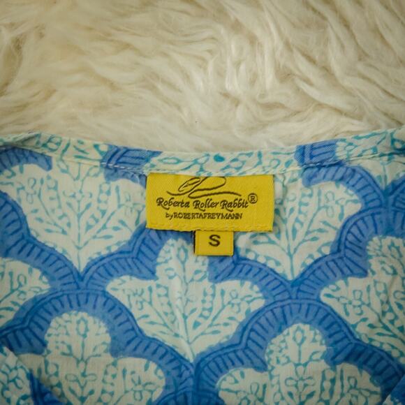 Roberta Roller Rabbit Size Small S Blue Scallop Shell Print Tunic Cover Up Dress - Picture 5 of 8